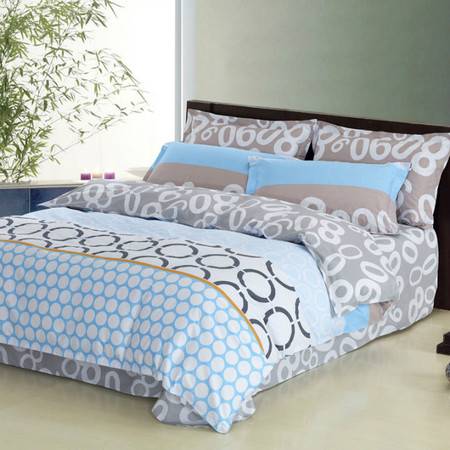 金露家纺全棉四件套8090兰J001 舒适睡眠的艺术品